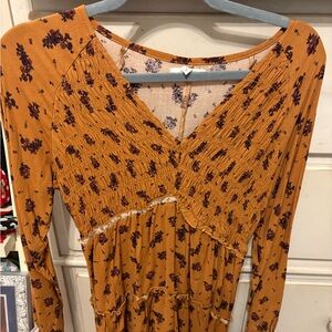 Maurices Mustard Floral Long Sleeve top
